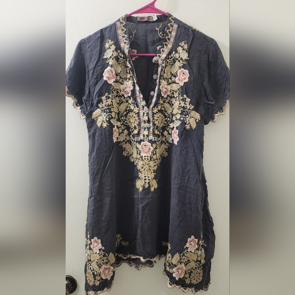 Embroideredโ Navy Blue Women's Top